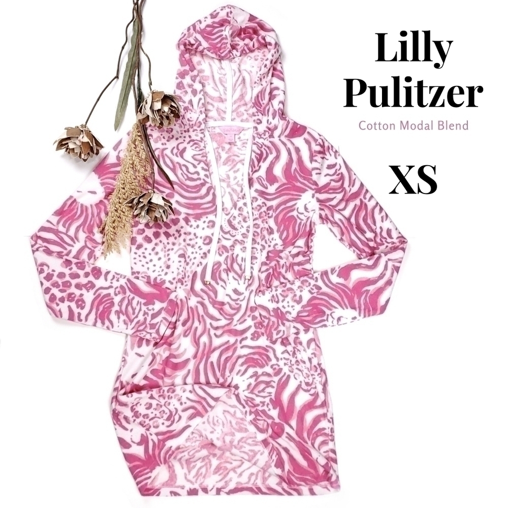 Lilly Pulitzer Magan Tunic Hoodie Cotton Modal Blend Size XS